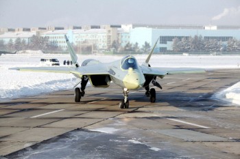 PAKFA's maiden flight on January 29, 2010 © KNAAPO