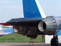 Su-27LL Flanker: The aircraft is equipped with AL-31F M1 engines, with directional thrust nozzles © K. Panitsidi.
