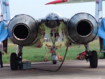 Su-27LL Flanker: The aircraft is equipped with AL-31F M1 engines, with directional thrust nozzles © K. Panitsidi