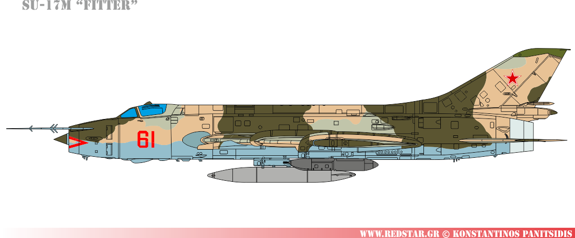 Combined transport fuel tanks PTB-800, and cannon pods UPK-23-250 with 250 rounds.