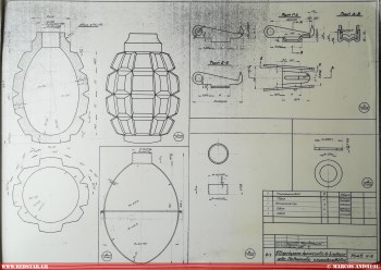 Factory plans depicting the Polish wz.33 offensive and defensive hand grenade designs that were to be manufactured © Marcos Andreou